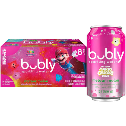 Bubly Sparkling Water, Meteor Melon, 12 Fl Oz X 8 Count