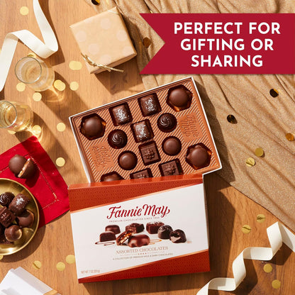 Fannie May, Milk and Dark Chocolate Holiday Gifts, Assorted Chocolates, Chocolate Gift Box, 7 oz