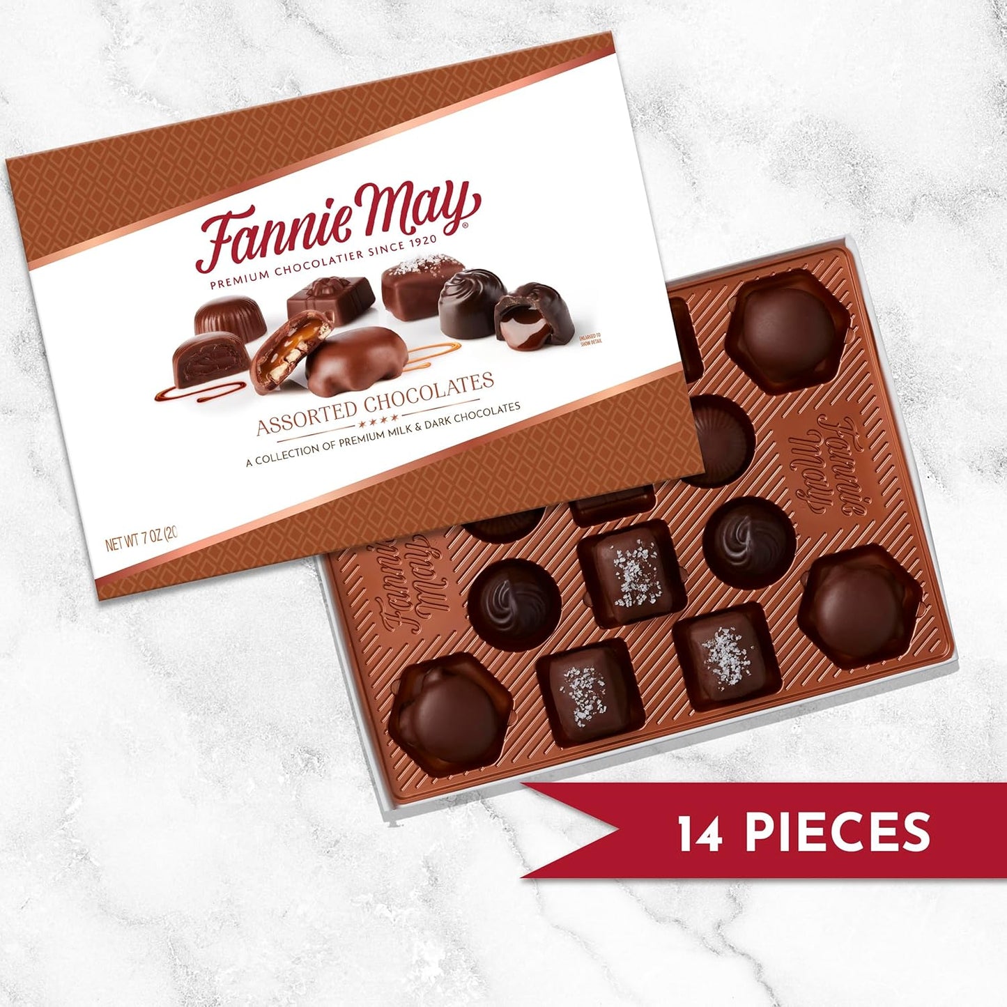 Fannie May, Milk and Dark Chocolate Holiday Gifts, Assorted Chocolates, Chocolate Gift Box, 7 oz