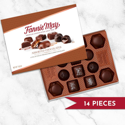Fannie May, Milk and Dark Chocolate Holiday Gifts, Assorted Chocolates, Chocolate Gift Box, 7 oz