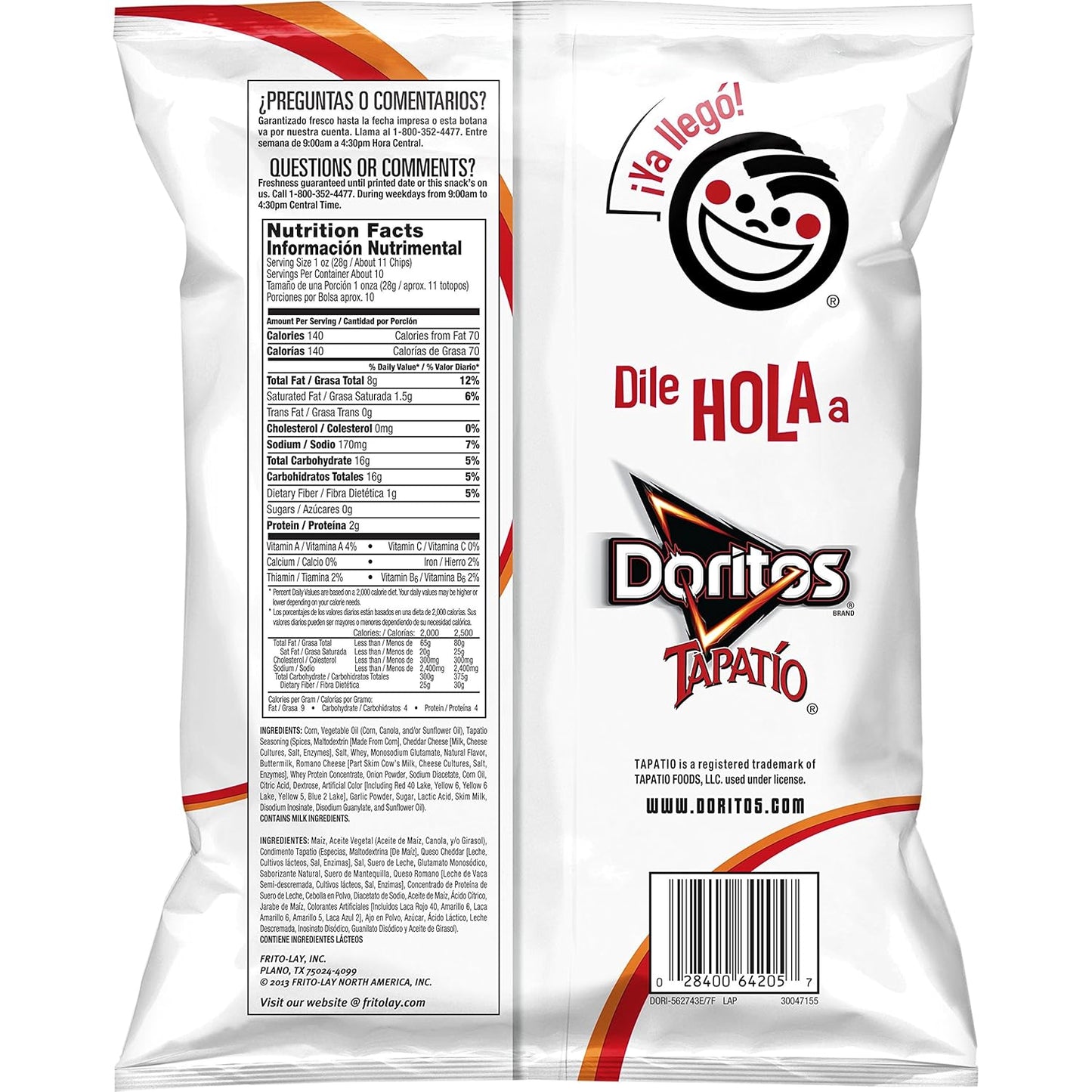 Doritos Tortilla Chips, Tapatio, 9.75 oz