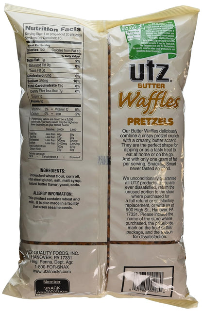 Utz Butter Waffles Pretzels, 16 Ounce