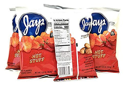 Jay's Hot Stuff 25 Pack 1.25 oz Hot Flavored Potato Chips_AB