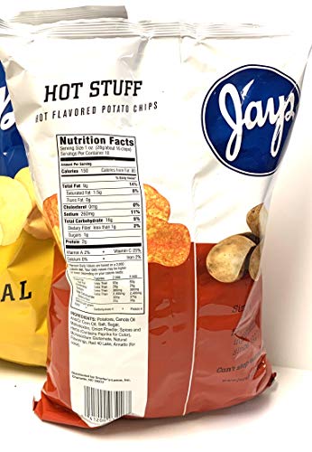 JAY'S BIG BAGS Hot stuff Original & Bar-B-Que Potato Chips 3 Pack 10oz bags